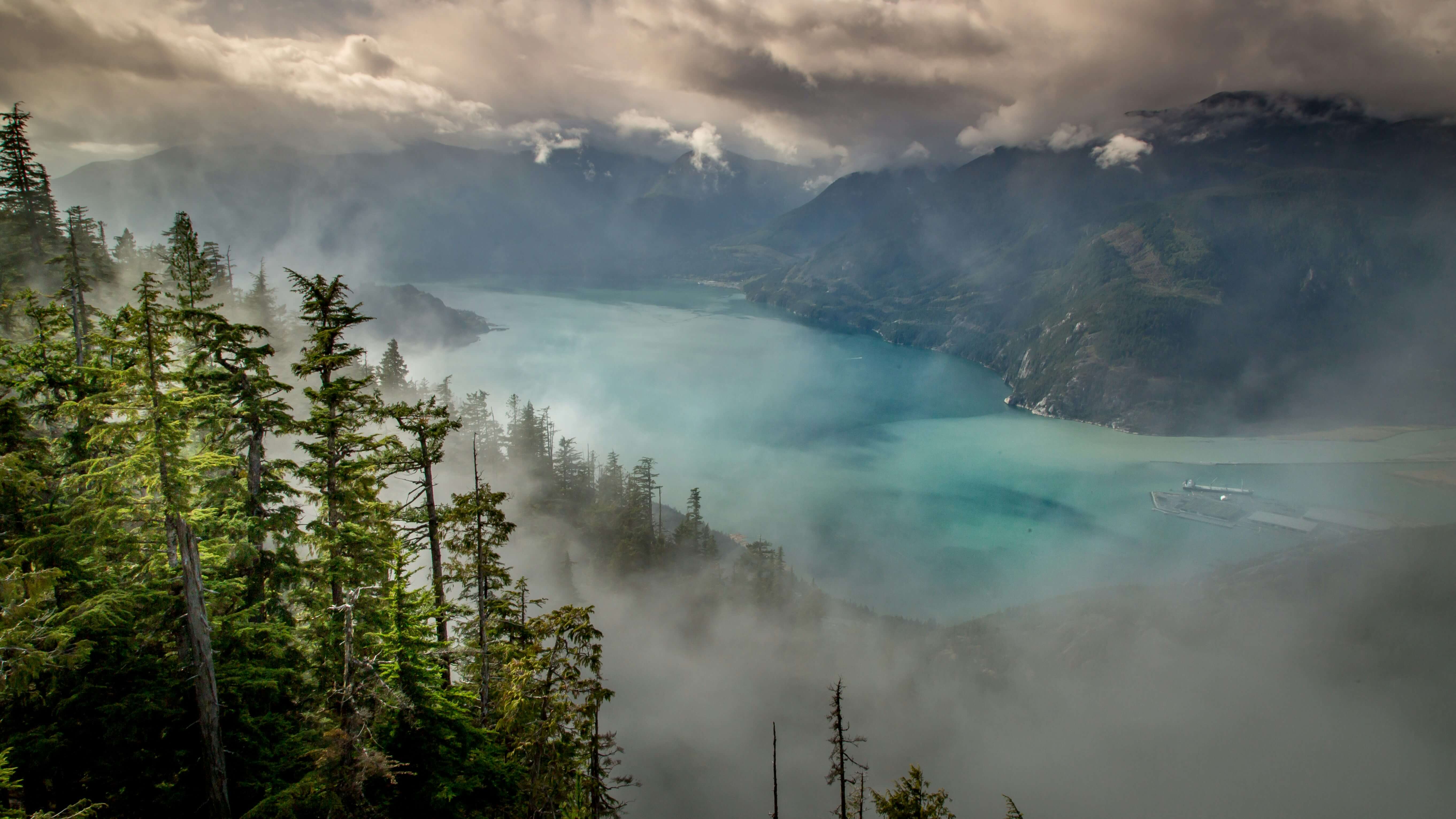 Howe Sound and the mountains above Squamish, British Columbia.
